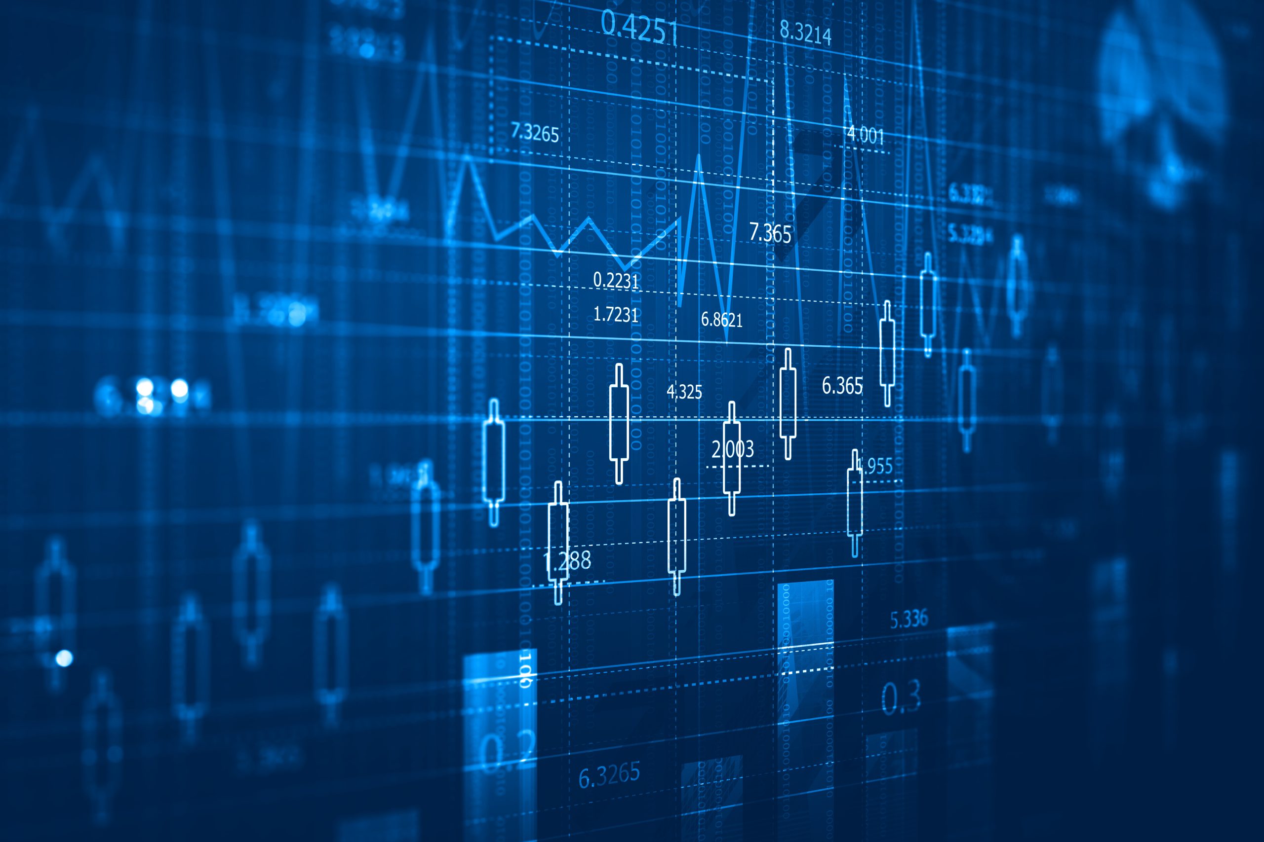 Financial data on a monitor